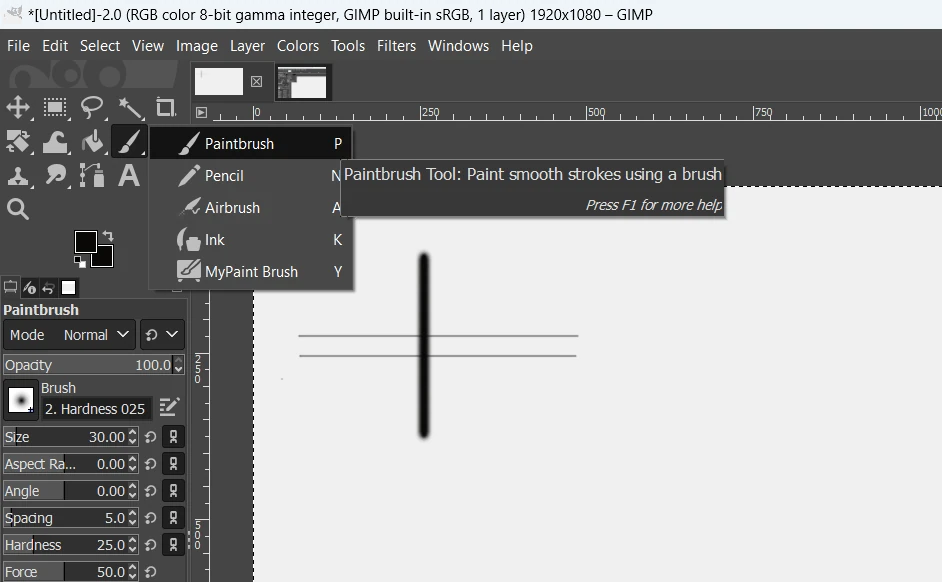 line tool in GIMP