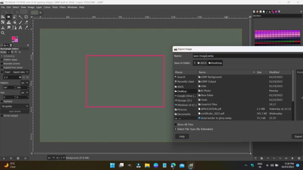 How to Draw Rectangle in GIMP GIMP How